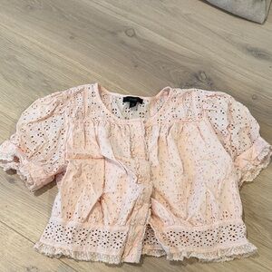 J. Crew Pink Eyelet Lace Top
